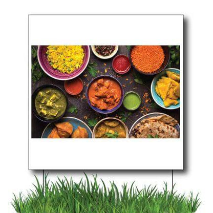 2'x2' Indian Restaurant Yard Sign with White Background