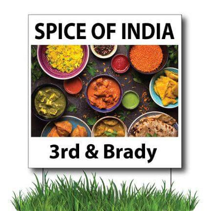 2'x2' Indian Restaurant Yard Sign with White Background