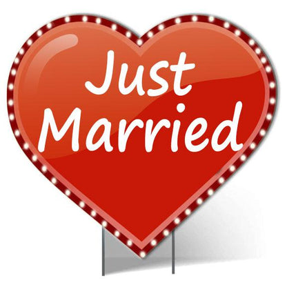 Giant 'Just Married' Lighted Heart Yard Sign