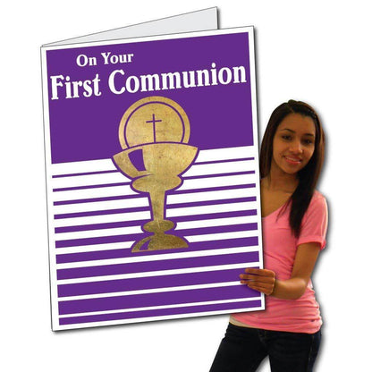 3' Stock Design Giant Communion Card - Purple Design w/Envelope