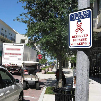 Veteran Parking Reserved Because You Served Aluminum Sign Set of 2 FREE SHIPPING