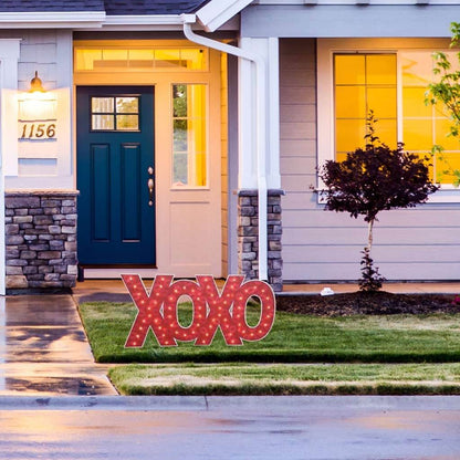 Lighted Valentine's Day yard decoration XOXO hugs and kisses