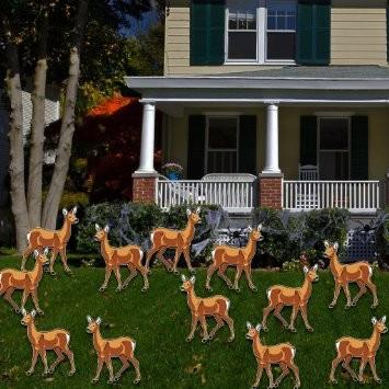 Deer Yard Decoration - Set of 12 with 12 short stakes - FREE SHIPPING