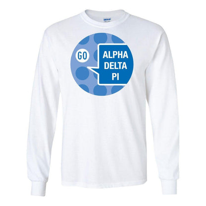 Alpha Delta Pi Long Sleeve T-shirt Go ADP Speech Bubble Design - FREE SHIPPING