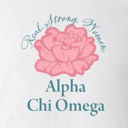 Alpha Chi Omega Real. Strong. Women. Carnation T-Shirt - FREE SHIPPING