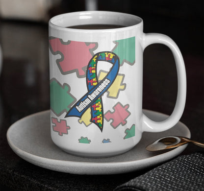 Autism Awareness Blue Ribbon Coffee Mug