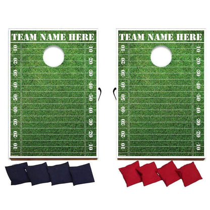 Football Cornhole Bag Toss Game - Custom Team Name + Bags Included