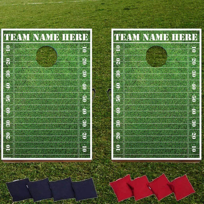 Football Cornhole Bag Toss Game - Custom Team Name + Bags Included