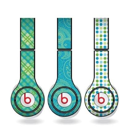 Green & Teal Skins for Beats Solo HD Headphones Set of 3 Patterns FREE SHIPPING