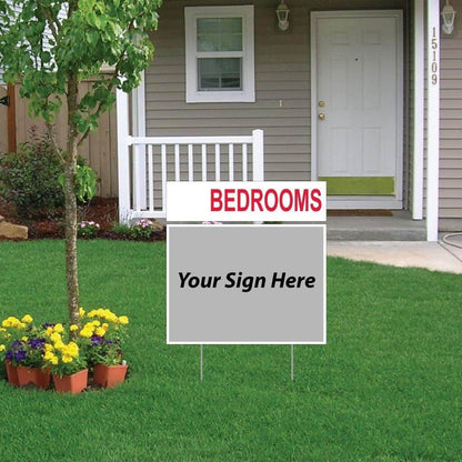 Blank Bedrooms Real Estate Yard Sign Rider Set - FREE SHIPPING