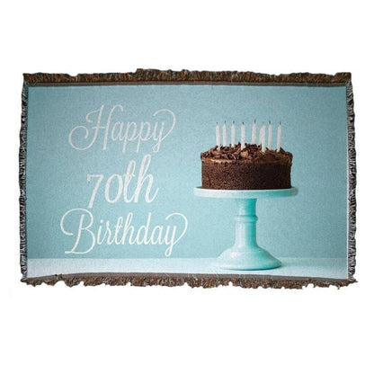 70th Birthday Woven Blanket - Happy 70th Birthday