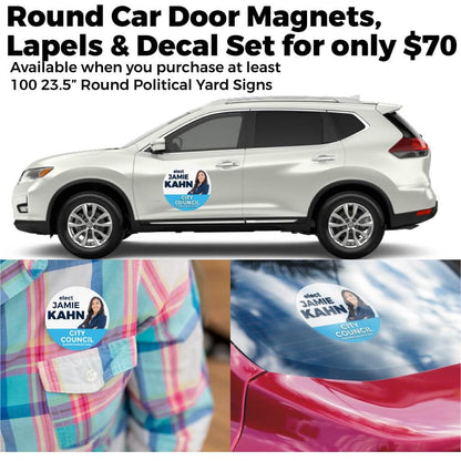 Bundle & Save Campaign Gear | 2 Car Door Magnets, 25 Car Decals & 100 Lapels