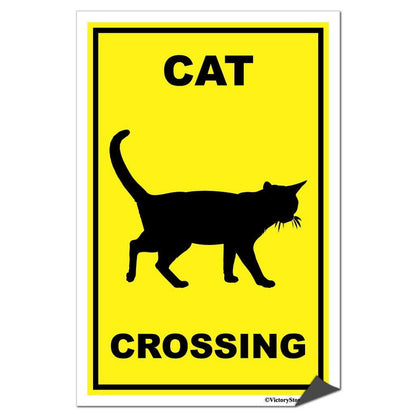 Cat Crossing Sign or Sticker