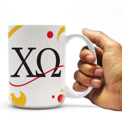 Chi Omega 15oz Coffee Mug “ Owl and Bubbles Design