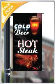 18"x36" Hot Steaks, Cold Beer Pole Banner FREE SHIPPING