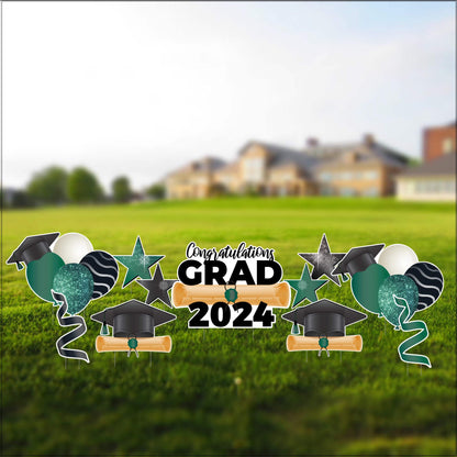 Congrats Grad 2024 Graduation Yard Card Flair & Accessories | 11 pc set