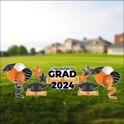 Congrats Grad 2024 Graduation Yard Card Flair & Accessories | 11 pc set