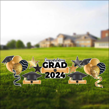 Congrats Grad 2024 Graduation Yard Card Flair & Accessories | 11 pc set