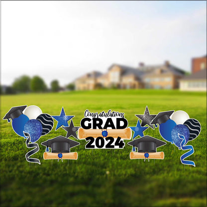 Congrats Grad 2024 Graduation Yard Card Flair & Accessories | 11 pc set