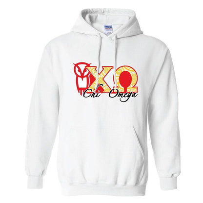 Chi Omega Hooded Sweatshirt Paisley Print Greek Letters Design FREE SHIPPING