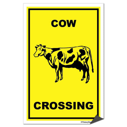 Cow Crossing Sign or Sticker