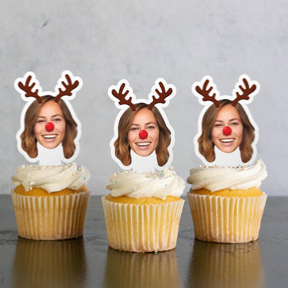 Custom Christmas Cupcake Toppers (Rudolph)