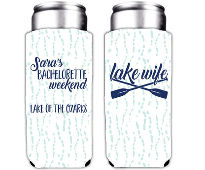 Custom Lake Wife Lake Life Bachelorette Slim Can Cooler Set (21234)