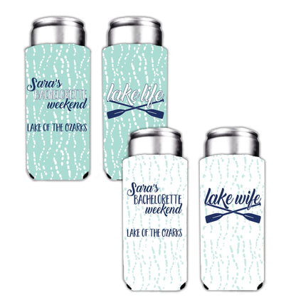 Custom Lake Wife Lake Life Bachelorette Slim Can Cooler Set (21234)