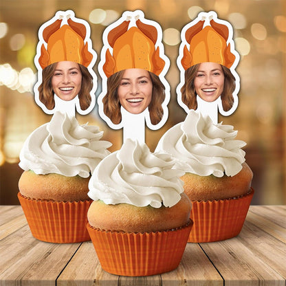 Custom Thanksgiving Cupcake Toppers (Turkey Hat)