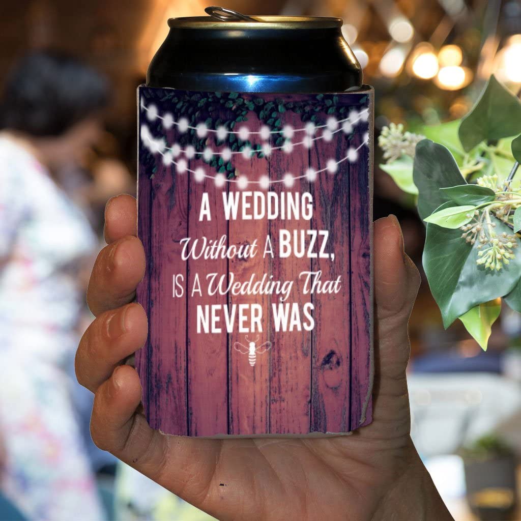 Custom Without A Buzz Wedding Can Coolers