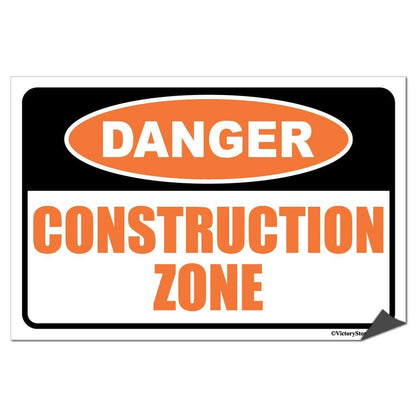 Danger Construction Zone Sign or Sticker - #4