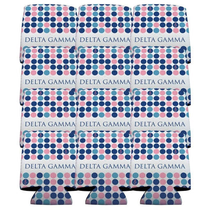 Delta Gamma Can Cooler Set of 12 - Polka Dot FREE SHIPPING