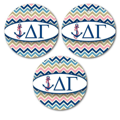 Delta Gamma Ornament - Set of 3 Circle Shapes - FREE SHIPPING