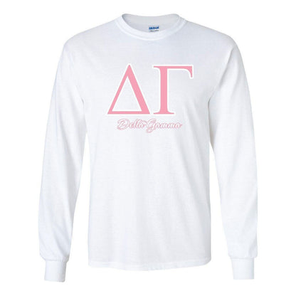 Delta Gamma Pink Greek Letters Long Sleeve T-Shirt - FREE SHIPPING