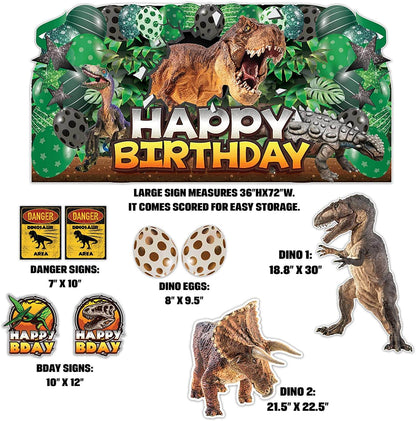 Dinosaur Birthday Giant EZ Yard Card Sign 9 pc set