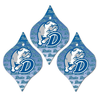 Drake University Ornament - Set of 3 Tapered Shapes - FREE SHIPPING