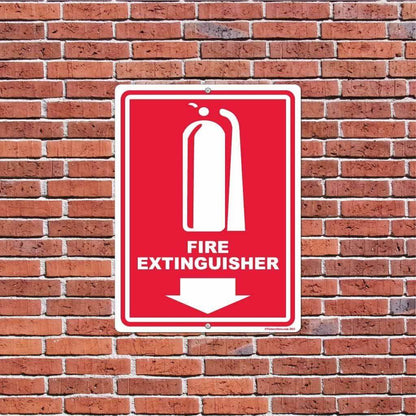 Fire Extinguisher with Down Arrow Sign or Sticker - #10