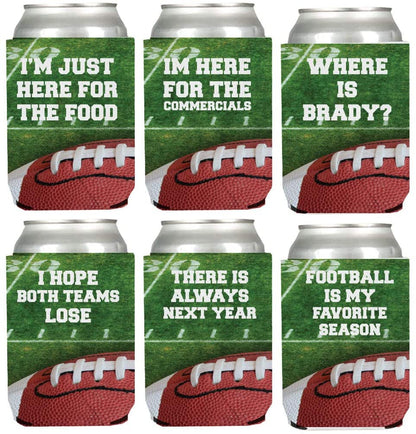 Funny Football Can Coolers Set of 6