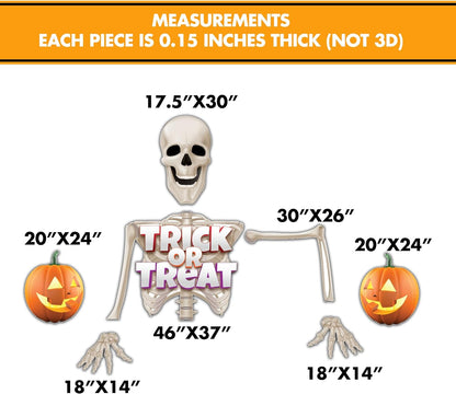 Giant Halloween Skeleton Yard Sign Set, 5 Feet Tall - Includes Stakes