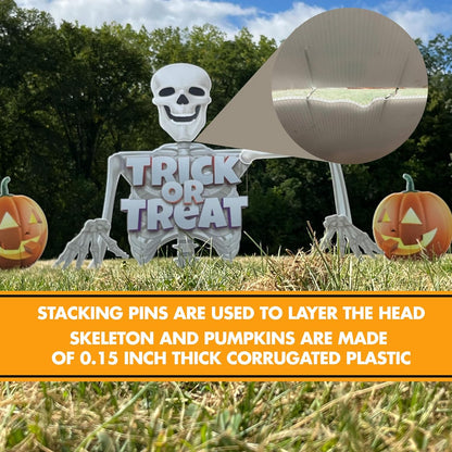 Giant Halloween Skeleton Yard Sign Set, 5 Feet Tall - Includes Stakes