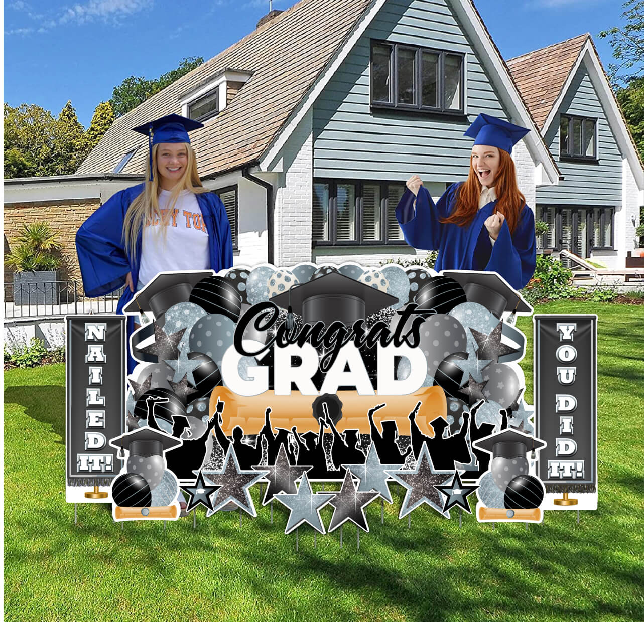 Bulk Graduate Caps on sale Diploma Yard Card Sign For Graduation! Yard Card Wholesale, Yard Card Supplier, Lawn Party Signs, Graduation, Rental