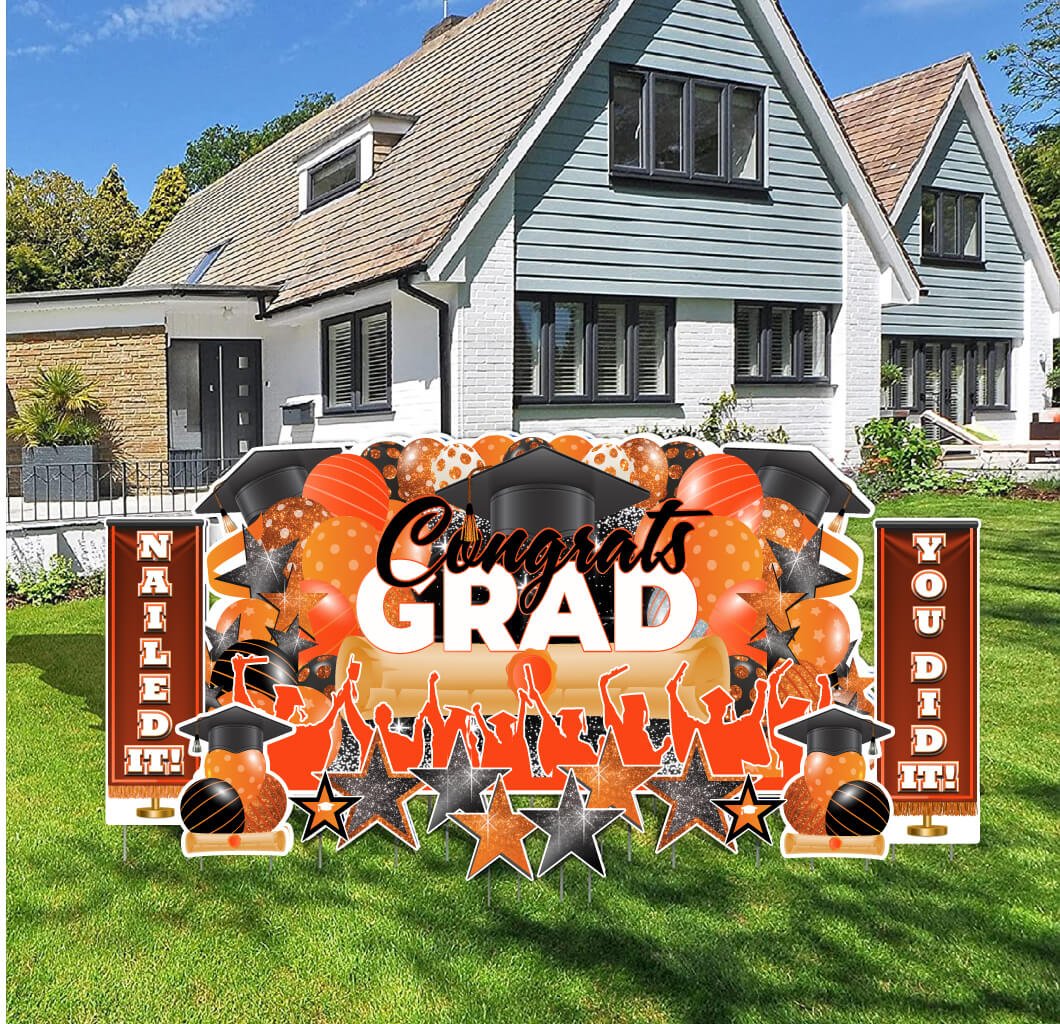 Orange Bouncy EZ Set Party Lawn Decorations, online Large Yard Greeting Sign Sets, Yard Card Business Supplier