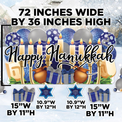 Happy Hanukkah Oversized Ez Yard Cards | 7 Pc Set