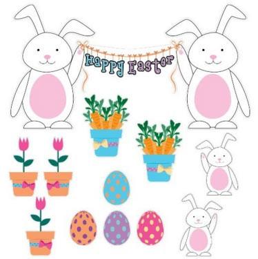 Happy Easter Easter Bunnies with Easter Eggs and Flowers Yard - FREE SHIPPING