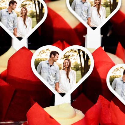 Heart Shape Custom Photo Cupcake Toppers