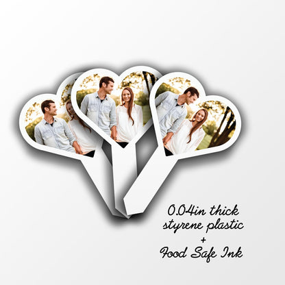 Heart Shape Custom Photo Cupcake Toppers