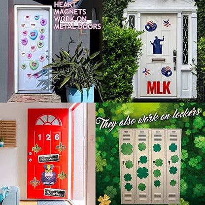 Holiday Garage Magnet Bundle, 4-in-1: Martin Luther King Day, Valentine's Day, Mardi Gras and St. Patrick's Day