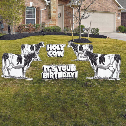 Holy Cow You Did It Yard Card Lawn Sign | 6pc Jumbo Quick Set