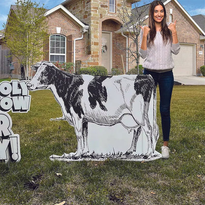 Holy Cow You Did It Yard Card Lawn Sign | 6pc Jumbo Quick Set