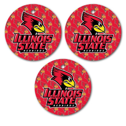 Illinois State University Aluminum Circle Shaped Ornament Set of 3 - FREE SHIPPING